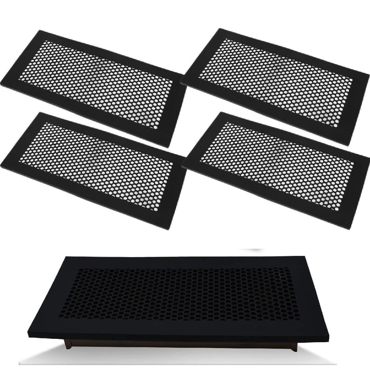 4 Pack Floor Register Vent Cover 4"x10" Silicone Air Vent Screen Mesh