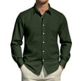 thumbnail image 5 of GrmtClth Mens Button Down Shirt Long Sleeve Slim Fit Dress Shirt Business Stretch Solid Formal Shirt Army Green XL, 5 of 7