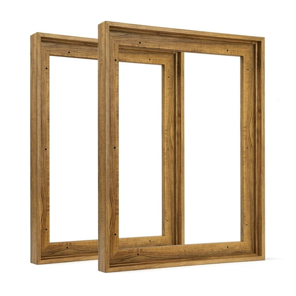 FOLKOR Floating Frame for 16x20 Inch Canvas Painting 0.6-0.8â Deep, 2 Pack Floater Frame for Canvas Prints, Art frame for Wall Prints Diamond Painting Paint by Numbers (Dark Brown)