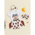 thumbnail image 3 of Bagilaanoe 3pcs Newborn Baby Boy Girl Shorts Set Short Sleeve Letter Print Romper Tops + Shorts + Hairband 3M 6M 12M 18M Infant Casual Summer Clothes, 3 of 7