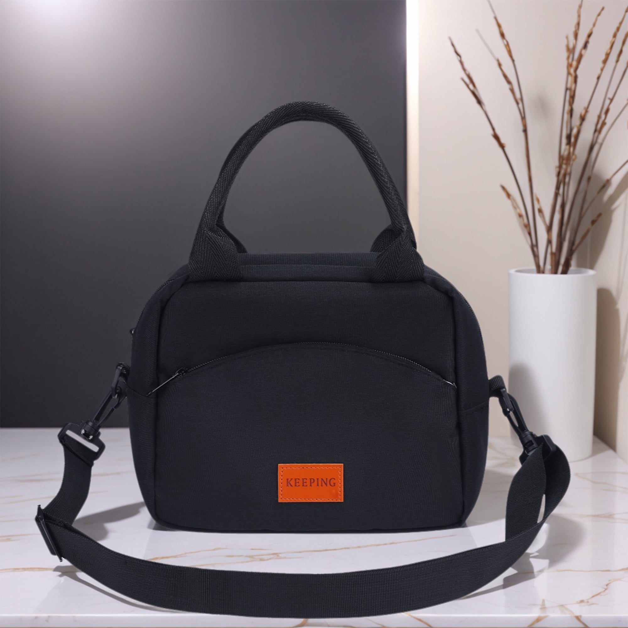 Unique Bargains Insulated Lunch Bag for Office, Picnic Black