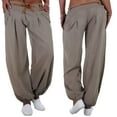thumbnail image 2 of Koszal Fashion Lady Casual Solid Color Button Harem Pants Yoga Trousers with Waistband, 2 of 6
