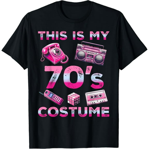 This is my 70's Costume Outfit Seventies Retro Party T-Shirt men and women can wear, black, white, gifts