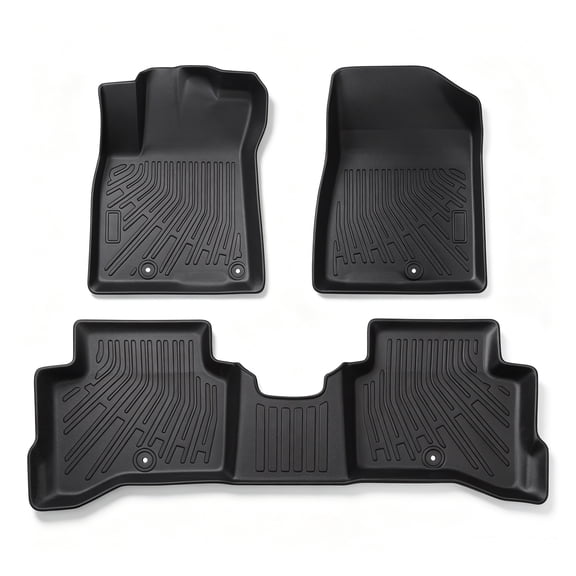 Findmall Floor Mats Liner Front & 2nd 3Pcs Replacement for Kia Niro 2017-2022 Plug-in Hybrid TPE All-Weather Black