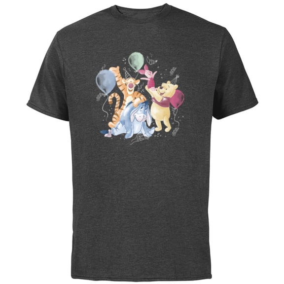 Disney Winnie the Pooh Hundred Acre Wood Birthday - Short Sleeve Cotton T-Shirt for Adults - Customized-Charcoal