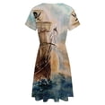 thumbnail image 5 of Hand Painting The Pirate Ship Dress Fashion Beach Short Sleeve Dresses Female Party Printed Sundress, 5 of 7