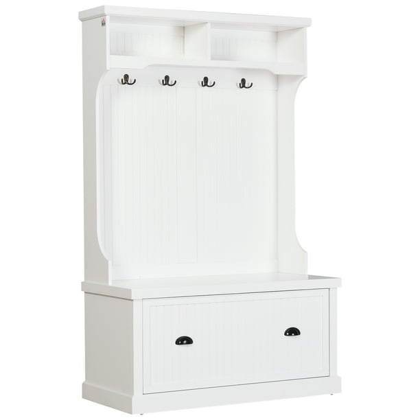 Homcom Hall Coat Shoe Storage Cupboard Corner Tree Cabinets White Com Homcom Hall Coat Shoe Storage, Coat Rack Shoe Cabinet