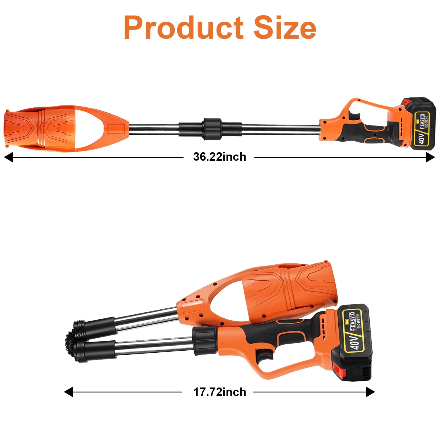 40V Cordless Leaf Blower,AILKIN High Speed Foldable Air Leaf Cleaner,Lightweight Mini Handheld Rechargeable Electric Cordless Leaf Blowers with Battery and Charger for Garden,Patio,Home,Yards,Orange