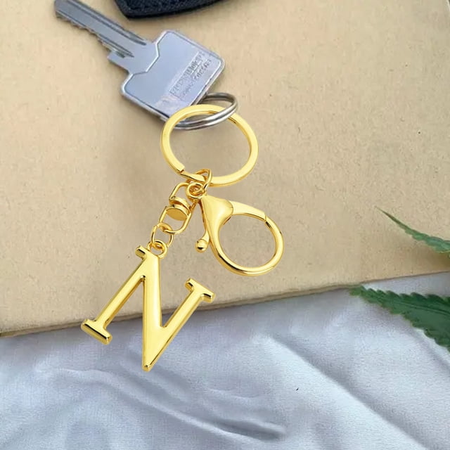 Llavero con Letras Del Alfabeto | Material Metálico | Letras Doradas de La a A La Z | Colgante para Bolso | Regalo de Navidad | 1 Unidad