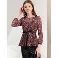 thumbnail image 3 of Blusas Tops Peplum De Encaje Semitransparente De ManLarCon CintuAnudaPaMujer Vino M, 3 of 6