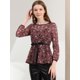 thumbnail image 3 of Blusas Tops Peplum De Encaje Semitransparente De ManLarCon CintuAnudaPaMujer Vino M, 3 of 6