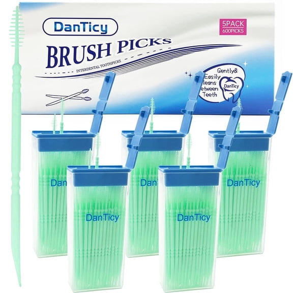 DanTicy Soft Bristle Interdental Picks Mint 600Count