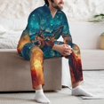 thumbnail image 6 of KLL Celestial Stag Cosmic Glow Sleepwear Mens Flannel Pajamas,Long Cotton Pj Set, 6 of 7