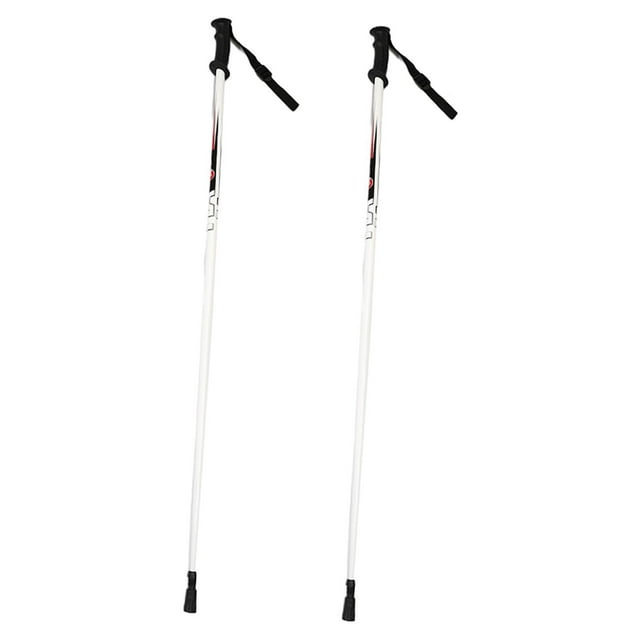 Almencla Poteaux de Ski Poteaux en Aluminium Poignée Ergonomique Solide Léger Portable pour Sports d'Hiver Raquette Ski Aventures en Plein Air Blanc
