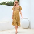 thumbnail image 3 of Women'S Chiffon Floral Dresses Casual Summer Boho Flutter Sleeve Flowy Western Dress MY112 Yellow L, 3 of 5