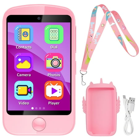 SHANNA Kids Smart Phone for Boys Girls 3-12 Year Old, Toddler Kid Smart Phone Learning Toy with Educational Games, MP3 Music Player, Phone Calls, Xmas Birthday Gifts, Pink