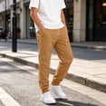 thumbnail image 2 of Edvintorg Boys Pants Solid Color Elastic Waisted Cuffed Sweatpant Outdoor Casual Workout Pant with Pocket Kids Clothes Boys Size 5-13, 2 of 5