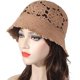 thumbnail image 3 of Sombrero de cubo de verano de punto de ganchillo marrón para mujer - hecho a mano - patrón floral, 3 of 5
