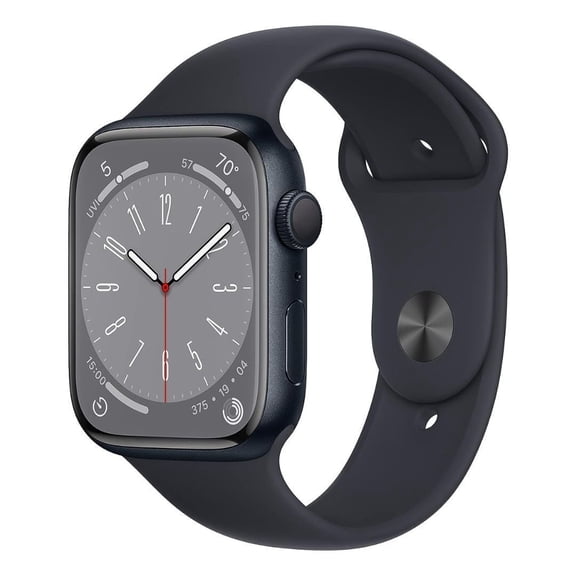 Restored Apple Watch Series 8 Smartwatch with Built-In GPS, 32GB Memory, Midnight Aluminum Case with Midnight Sport Band, Blue/45mm, 1