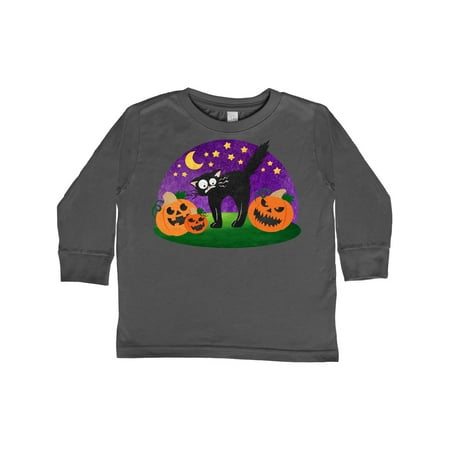 

Inktastic Halloween Pumpkins and Scared Black Cat Gift Toddler Boy or Toddler Girl Long Sleeve T-Shirt