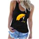 thumbnail image 1 of Camiseta sin mangas con estampado de gato informal con cuello redondo sexy de verano para mujer Pompotops  lopia989683, 1 of 6