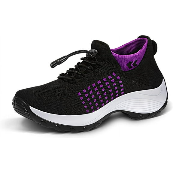 Sneakers Breathable Women Walking Shoes Slip on Trainers Women's Comfortable Casual Ladies Athletic Shoe Thick Bottom