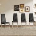 thumbnail image 5 of Ciphrias Black PU Leather Dining Chairs Set of 4 Diamond Tufted Chrome Silver Legs for Kitchen, 5 of 7