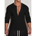 thumbnail image 4 of Mifsaly Long Sleeve Henley Shirts for Men Deep V-Neck Ribbed Casual Shirt Button Front Workout Tshirts Breathable Everyday Athletic Basic Tee S, 4 of 9
