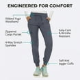 thumbnail image 2 of MediChic Jogger Scrub Pants for Women, Soft 4-Way Stretch Women's Medical Scrub Pants, 6-Pockets with Ribbed Waistband and Drawstring, For Nurses, Doctors, and Health Workers, 2 of 5