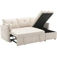 thumbnail image 6 of BISHE L Shaped Sectional Sofa with Pullout Bed, 81 Inch Convertible Sleeper with Reversible Chaise & Storage Seats, 2 in 1 Pull Out Couch with Side Pockets for Living Room, Apartment, Beige, 6 of 7