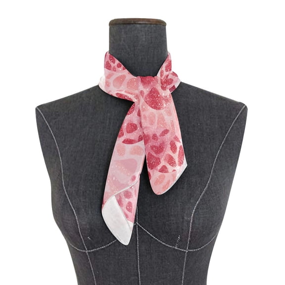 Square Scarf 24x24 Inch Valentine Leopard Heart Pattern Silky Satin Sun Protection Neck Scarf for Women Multi-Purpose Head Wrap Bandana for Hair Bag Decoration