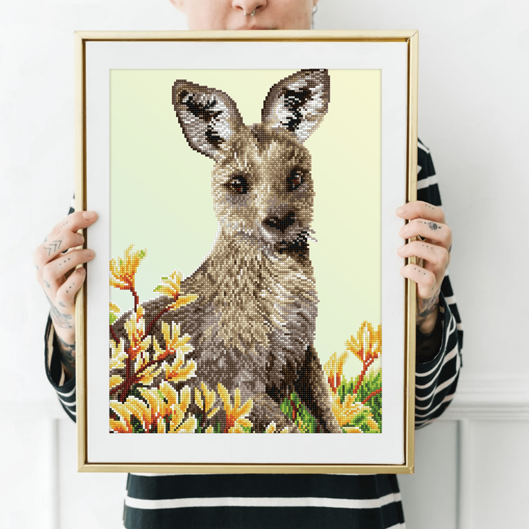 Diamond Dotz Kangaroo & Kangaroo Paw Animal  Diamond Painting Kits for Adults - Diamond Art Kits a Relaxing Creative Craft Kit with Dotz Gems 16.1"x20.1"
