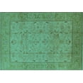 thumbnail image 1 of Ahgly Company Machine Washable Indoor Rectangle Oriental Turquoise Blue Industrial Area Rugs, 5' x 8', 1 of 4