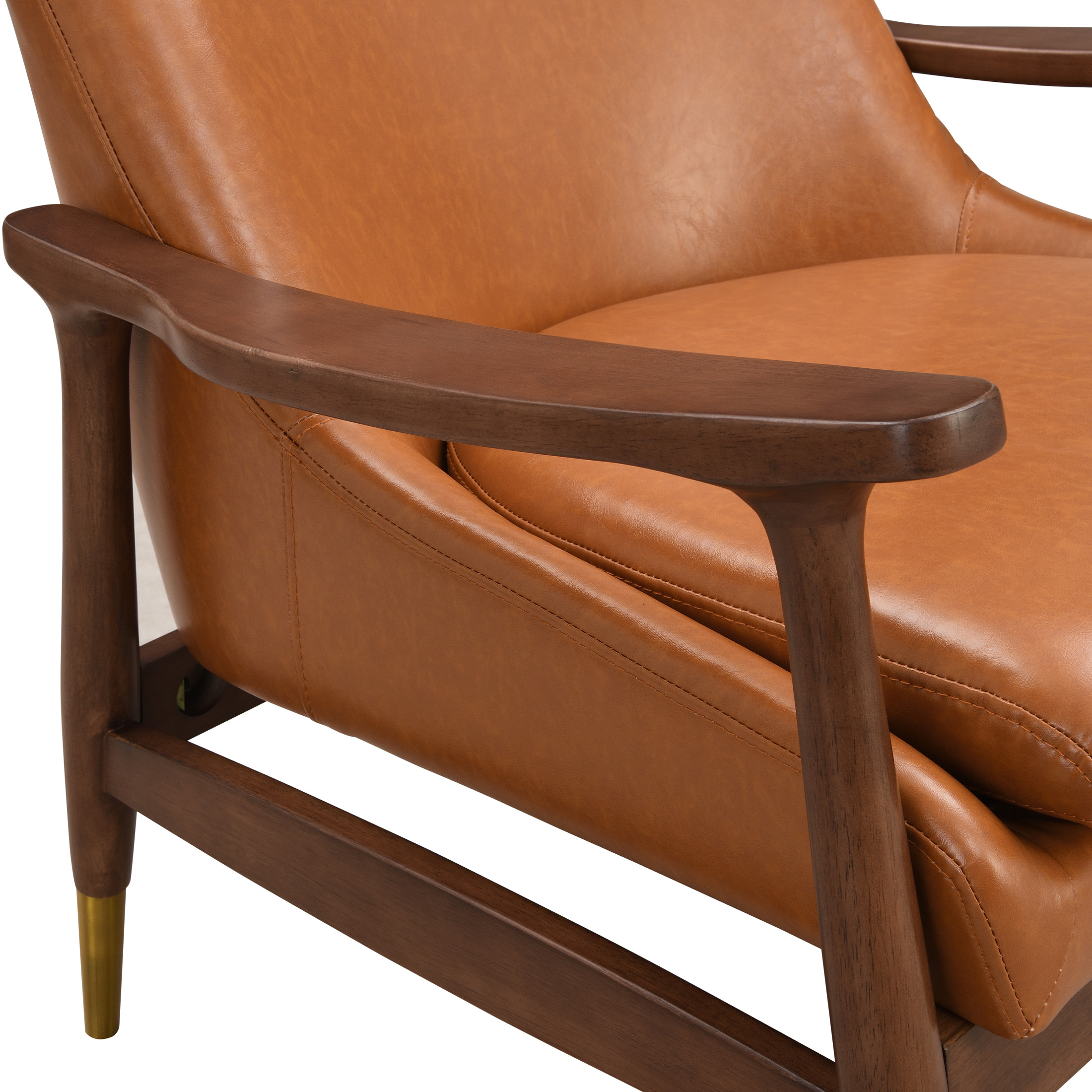 Christopher Knight Home Modern PU Leather and Rubberwood Lounge Arm Chair with Brass-Tipped Feet
