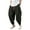 Black, variant on Men Harem Pants Elastic Drawstring Waistband Solid Color Long Pants Chinese Style Side Pockets Retro Bloomers Streetwear