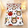 thumbnail image 5 of Erosebridal Transitional Ladybug King Sheets,Snowflakes Bedding,Green Red,4pcs,1 Flat Sheet,1 Fitted Sheet and 2 Pillowcases, 5 of 6