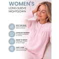thumbnail image 2 of Casual Nights Women's Fleece Long Sleeve Nightgown, Floral Microfleece Sleepwear with Lace Trim and 3-Button Crew Neck, Sparkle Pink XX-Large, 2 of 6