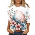 thumbnail image 2 of Fartey Easter Day Easter Eggs Shirts for Women Trendy Cute Graphic Tees 2025 Summer Crew Neck T Shirts Dressy Casual 3/4 Sleeve Tunic Tops Multicolor S-5XL, 2 of 5