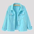 thumbnail image 1 of Women Spring And Autumn Coats Warm Solid Long Sleeve Denim Jacket Outerwear Tw, 1 of 5