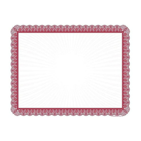 Masterpiece Studios Certificates 8.5" x 11" Red and White 100/Pack (961034S)