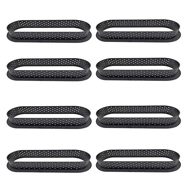 Electronicheart 8PCS DIY Ring Mold Cake tools French Dessert Bakeware Round Shape Decorating Tool Perforated Mousse Circle oval 1Set