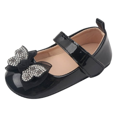 

nsendm Male Shoes 3c Toddler Boy Shoes Shoes Girls Sports Flat Bottom Lightweight Comfortable Rhinestone Ribbon Bow Size 1 Boys Shoes Black 4