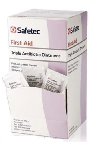 10 0.9 Gram Packets of Each in Resealable Bag Safetec Burn Gel Triple Antibiotic Ointment Hydrocortisone 1% 