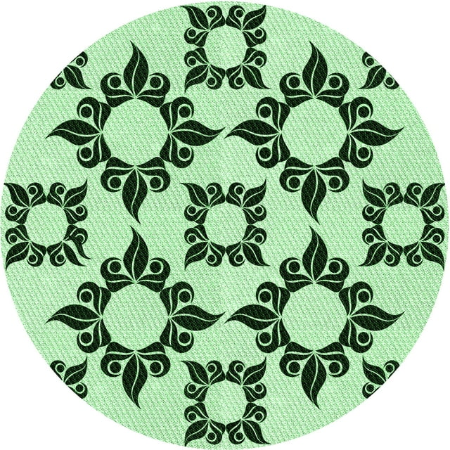Ahgly Tapis Rond Lavable en Machine Intérieur Transitionnel Vert Menthe, 3 Pieds Rond