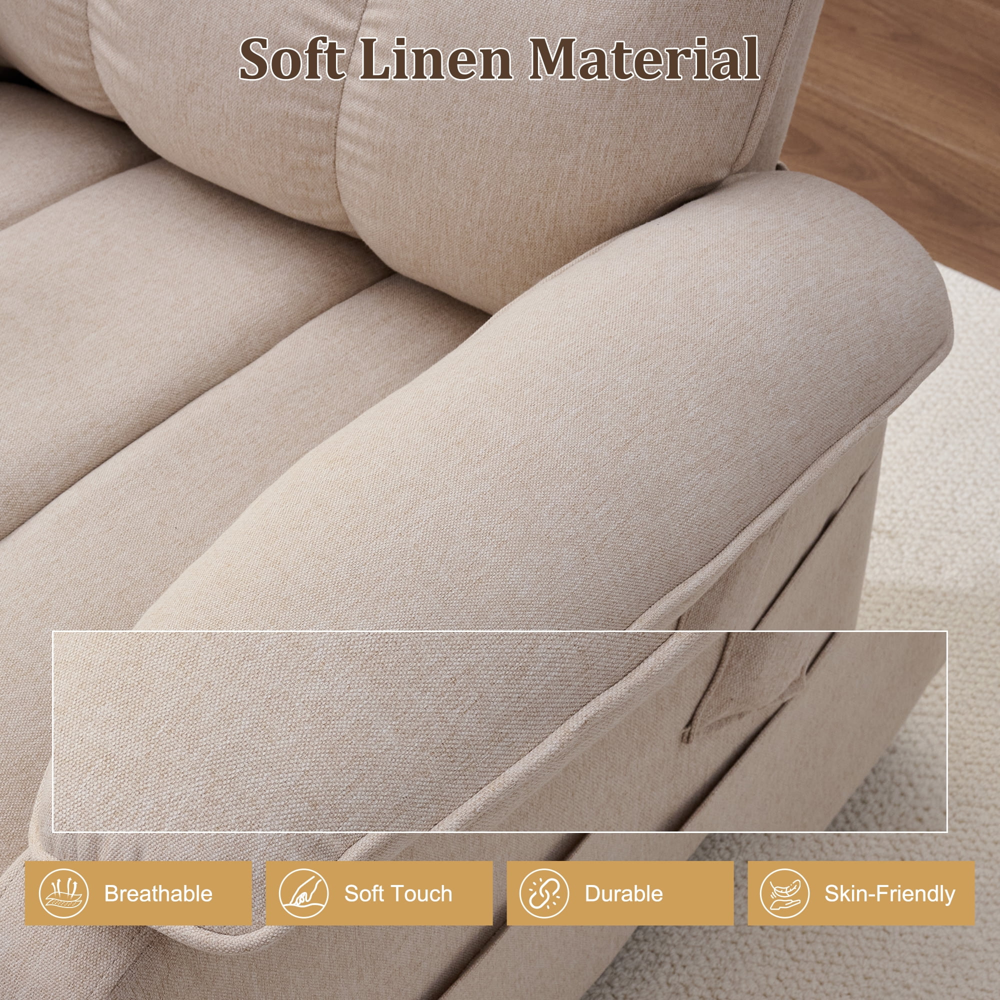 Korser Small Power Lift Recliner Chair for Elderly with Side Pockets Lift Chair for Small Spaces for Living Room,Linen,Khaki