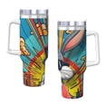 thumbnail image 3 of Vaso de acero inoxidable Bugs Bunny Ice King de 40 oz (con asa y pajita), para viaje en automóvil, 2 en 1, con tapa, 3 of 8