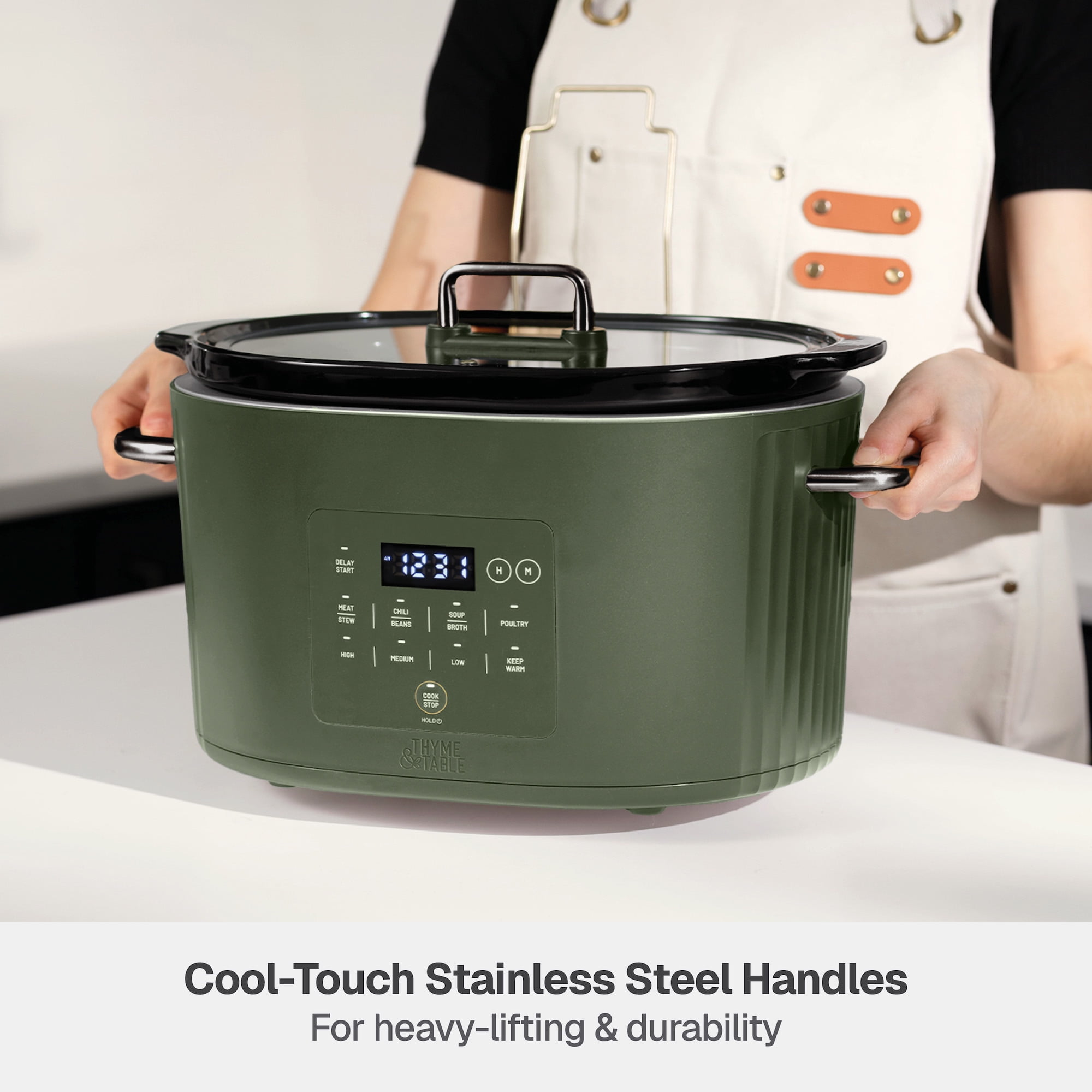 Thyme & Table 6QT Programmable Slow Cooker, Dusty Moss