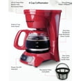 thumbnail image 3 of EUROSTAR ECM621R 4-Cup Coffeemaker, Red, 3 of 5