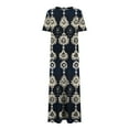 thumbnail image 6 of NSLGXD Summer Boho Dresses for Women Vintage Short Sleeve Plain Graphic Tee Shirt Dress with Pockets Soft Lightweight Maxi Y2k Dress ,Size S-2XL, 6 of 7