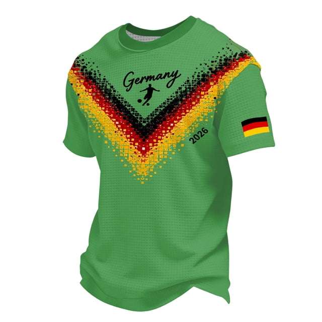 Women's Germany Football Graphic T-Shirt, Men's Soccer Graphic Print T-Shirt Casual Sportswear Top Athletic for Soccer Tournament 2026 Light Green Size: M